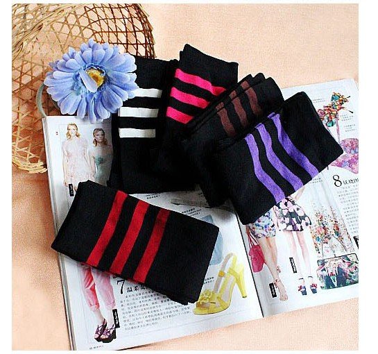 Wholesale free shipping 30pairs/lot spring autunmWomen long full length stocking Sexy cotton stripe above knee socks high socks