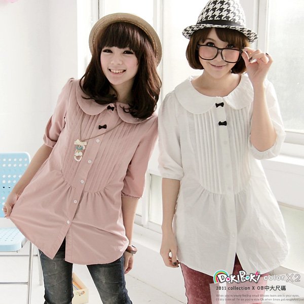 Wholesale + Free Shipping   9103 # Korean version of Hitz long version of the butterfly knot shirt