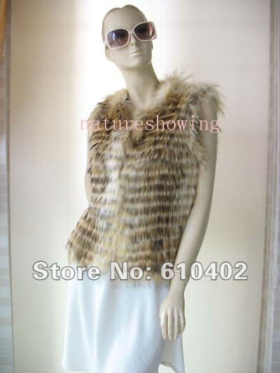 wholesale/free shipping/Best raccoondog fur skins made vest, new style/jacket//natural brown