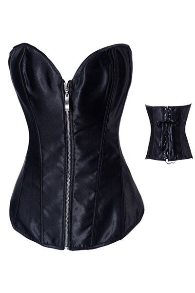 Wholesale! Free Shipping! Black Simple Leather Sexy Zipper Corset LB4389 Slips body shaper