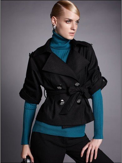 Wholesale Free Shipping Cuff pinch-pleat sleeves in a stylish atmosphere jacket