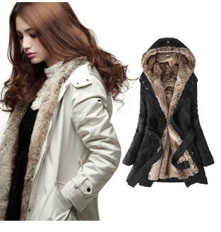 wholesale Free Shipping Faux fur lining women's fur coats winter warm long coat jacket clothes Outerwear