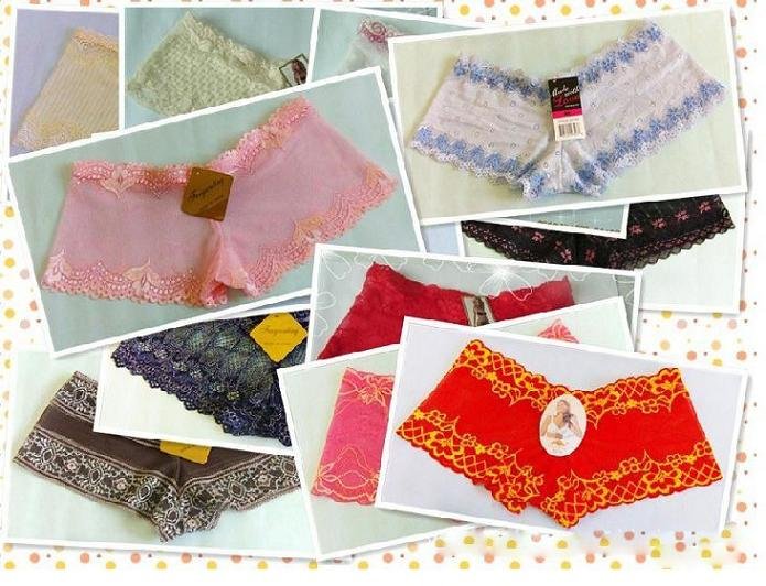 Wholesale free shipping sexy panties women underwear lace large cuffless trousers mix colors size