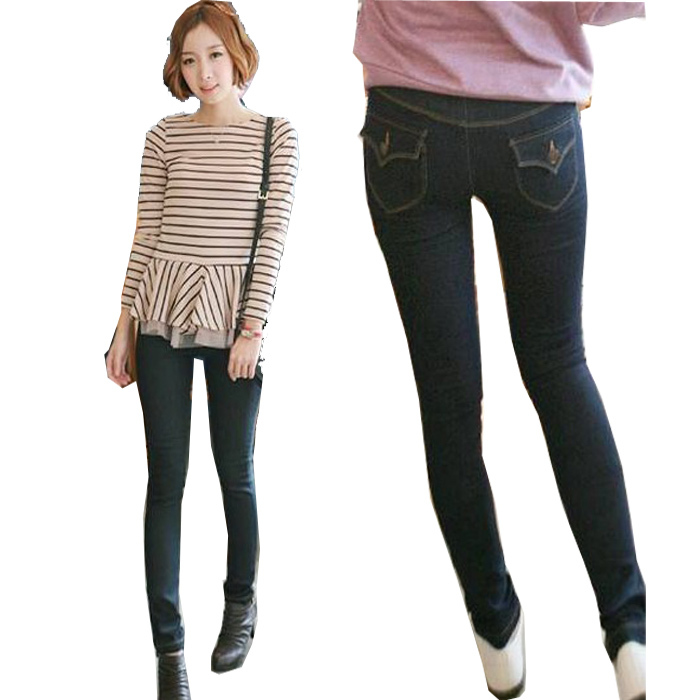 wholesale free shipping,women's female elastic waist elastic tight jeans pencil jean skinny jeans pants,AC00101