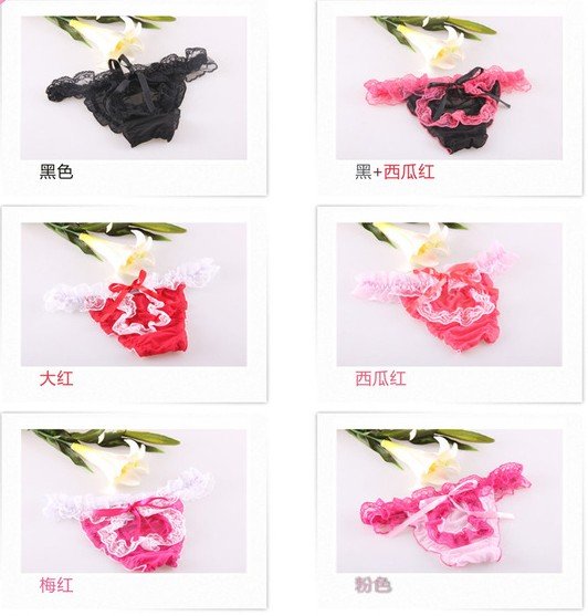 Wholesale fun underwear lace bow sexy exposed PP briefs for free shipping9pcs/lot