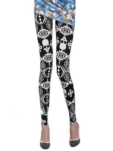 Wholesale Gothic Leggings Wet Look Pants Stockings Fetish Skull Tights With Tracking number