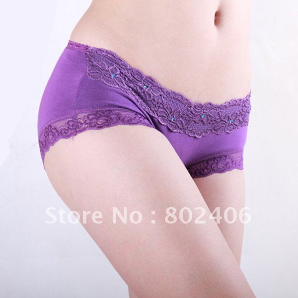 Wholesale - Hot! 2012 new fashion 10pcs women's soft modal lace underwears panties M free shipping