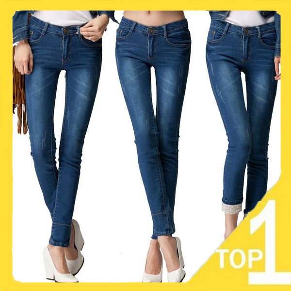 Wholesale Hot sale woman pants!  Korean Style Casual Slim Cotton Skinny Two Way  Womens Jeans Pencil Pants,Size 26-31