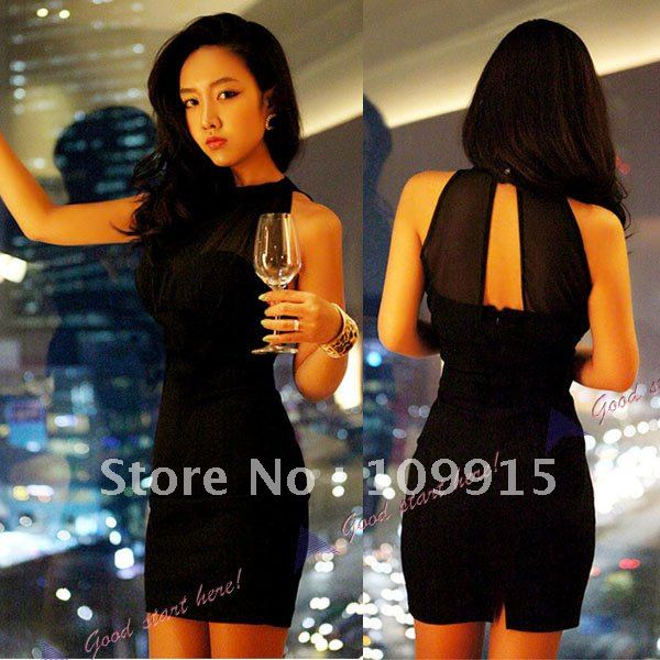 Wholesale Hot Sell Sexy WomenTransparent Strapless Slim Mini Dress Party Wear Black(CY0094)