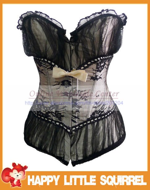 Wholesale HOT Sexy Fashon lace women Lady  push up Corsets lingeries Overbust burlesque corset bustier costume