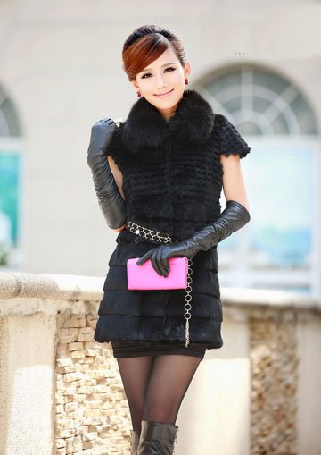 Wholesale In the long paragraph fox collars coat the Rex Rabbit velvet rabbit fur vest jacket # 3985