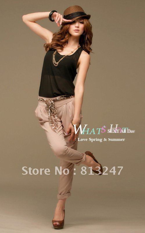 Wholesale Korean 2012 Jumpsuits with animal belt women jumpsuit with high quality