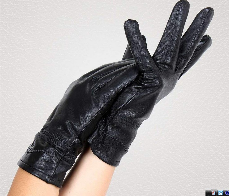 Wholesale ladies printing sheep leather gloves fashion warm winter thickened, leather gloves