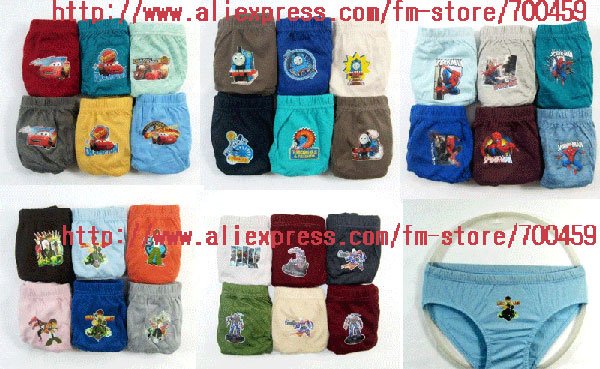 Wholesale - Lots of 120pcs Multicolor Multiple patterns Children's boy Cotton Underwear Panties