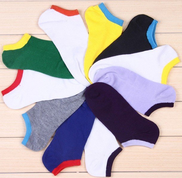 Wholesale Mans Combed Cotton Sport Socks / Fashion Multi-Color Unisex No Show