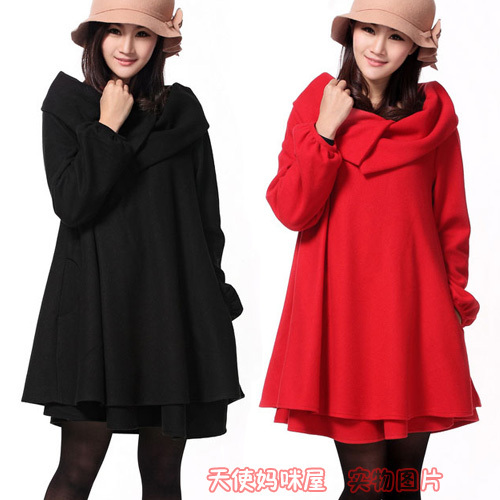 Wholesale Maternity clothing autumn and winter maternity outerwear cloak plus size woolen maternity overcoat trench with belt