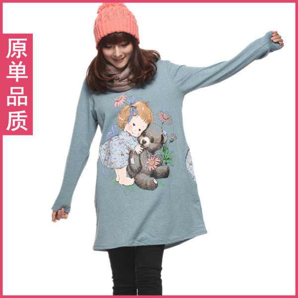 Wholesale Maternity clothing top spring plus size clothing long design Women fashion loose long-sleeve T-shirt 18 girl