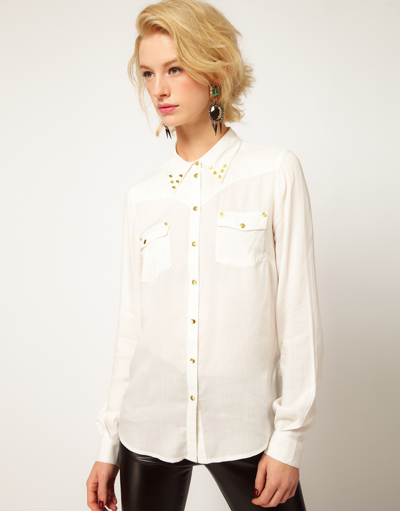 Wholesale Mixed Order 2013 Women Long Sleeve White Blouse Ladies Tops Shirts with Rivets YC-9036