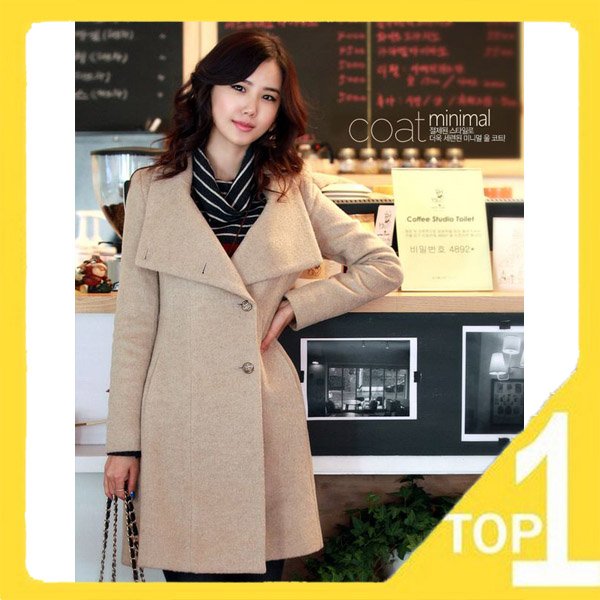 Wholesale New 2012 Slim Casual Dust Women's cashmere Wool Coats OL Fashion Style