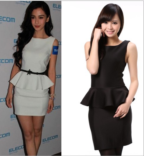 Wholesale - New 2013 Dress 1pc Sexy Lady's OL Dress White Black Suit Sleeveless Frill Peplum Tops Bodycon Pencil Skirts New