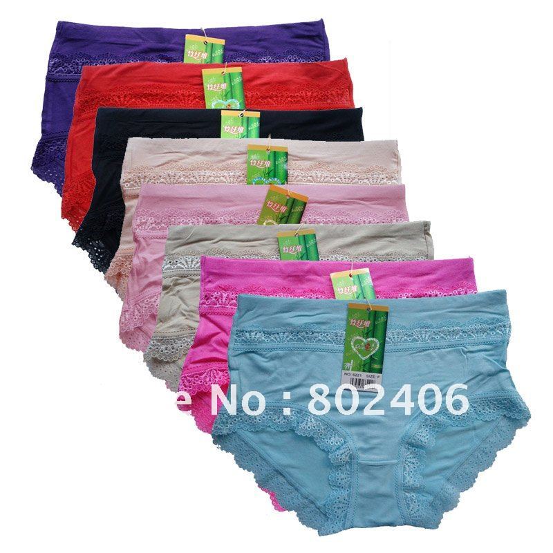 wholesale new 8 pcs Lady's sexy lace soft bamboo fiber panties underwears -free shipping- M