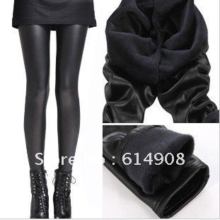 Wholesale! New Fashion Women's Shiny Faux Leather Warm  Leggings Tights Pants Size M,L