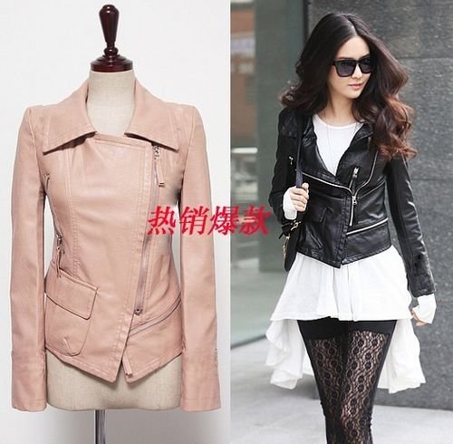 Wholesale - NEW Free Shipping Women's Clothing Fashion Short Coat Slim PU Leather Jacket Black NR904