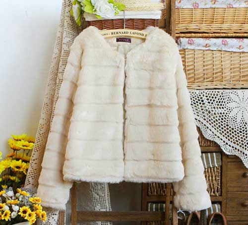 Wholesale New Ladies fashion elegant fur small coat clothing black/ pink /  beige one size free shipping