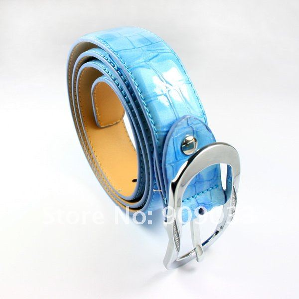 Wholesale-New Lady's Trendy Leather Pin Buckle Waist Belt Blue 1pc Avairable Free Shipping Allow Mix Order 900301-XIANGUO008