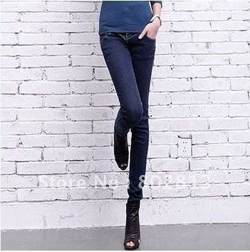 Wholesale new style woman jean female skinny pants elastic pencil pants denim jeans look thin  free shipping