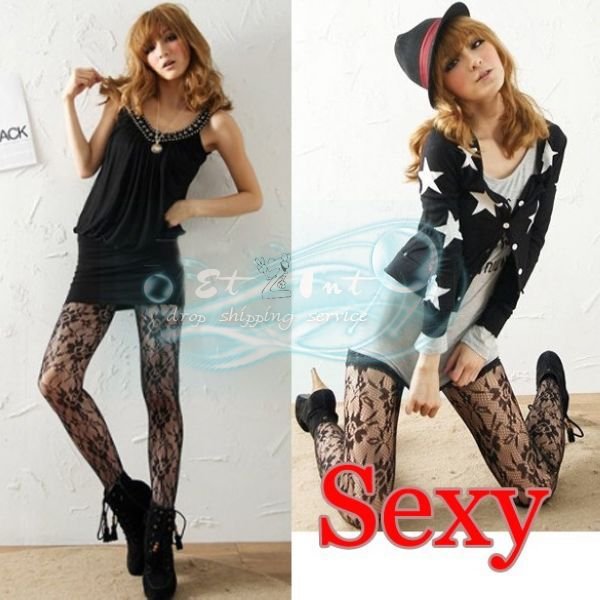 Wholesale New Women Large Rose Patterns Tight Pants Stockings Little Sexy Legging Fashion