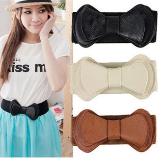 Wholesale P20 brief leather bow cummerbund Women elastic waist belt decoration strap Free shipping