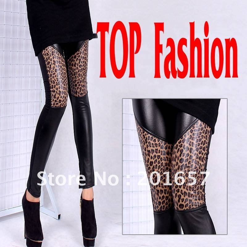 Wholesale price  good extension leaopard leather with fabric legging thick best garment accessories