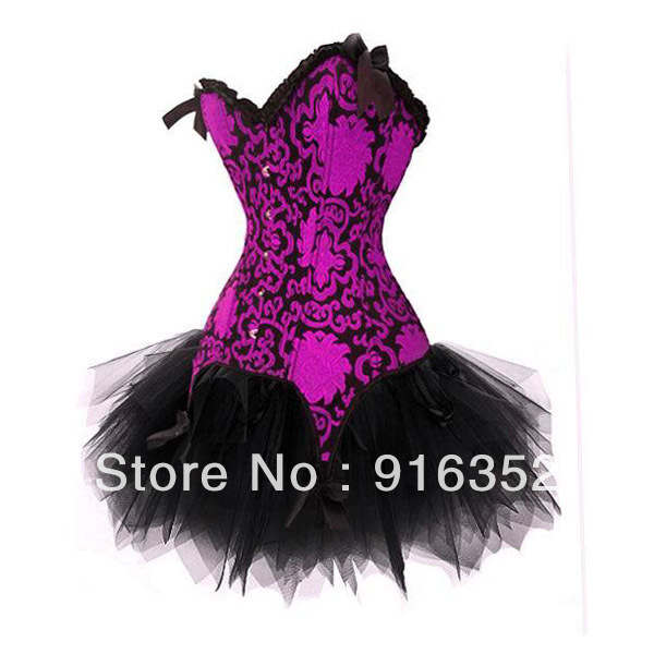 Wholesale Purple Fancy Corset Dress Burlesque TUTU Costume Ladies Lingerie Free Shipping