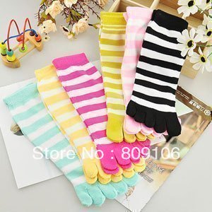 wholesale/retail, 1048 candy five-toe socks female socks stripe toe socks points toe socks ,free shipping