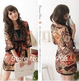 Wholesale & Retail 2013 Free Shipping / Women's Dress / Free Size / 2 Colors / Piece / Ice Cotton / Short Sleeve / O*Neck /DS022