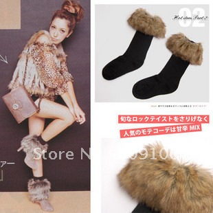 wholesale/retail, 655 classic long-haired fur roll up hem snow autumn and winter sock fur socks knee-middle socks ,free shipping