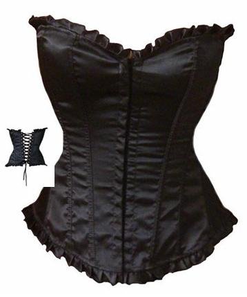 Wholesale&Retail black waspie corsets and bustiers sexy corset dress body shaper G String 015B+freeshipping