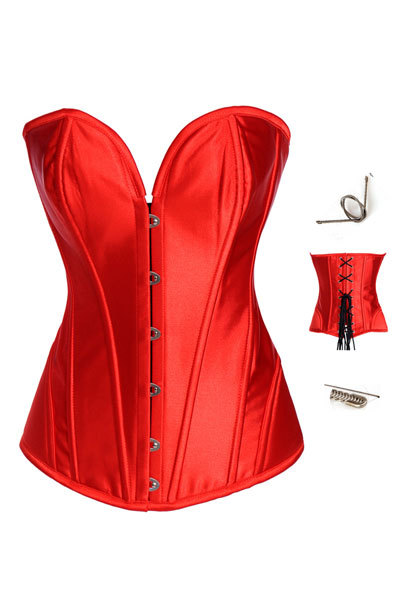 Wholesale/Retail Free Shipping Front Closure Red Sexy Long Line Steel Bone Corset Waist Training LB4459R Size S M L XL