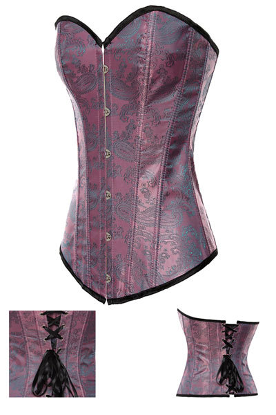 Wholesale/Retail Free Shipping Purple Passion Color Changing Floral Brocade Corset LB4350  Size S M L XL