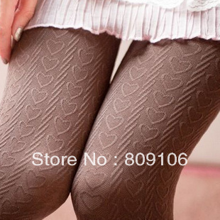 wholesale/retail, free shipping Spring and autumn heart vertical stripe pantyhose stovepipe legging silk socks female