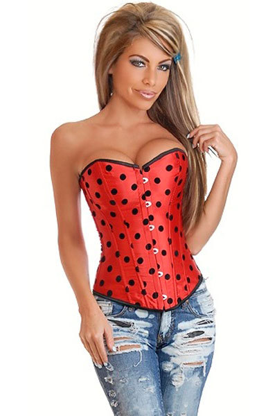 Wholesale/Retail Free Shipping2PC Satin Fashion Red & Black Corset  LB4353  Size S M L XL