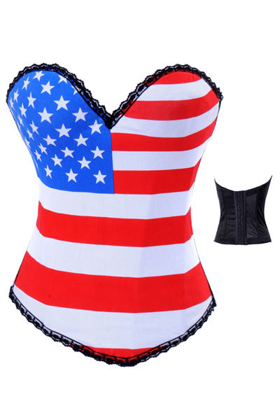 Wholesale/Retail FreeShipping Hot Sale Fashion Sexy American Flag Corset LB4473 Size S M L XL 2XL