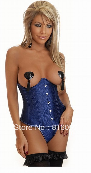 Wholesale Retail New sexy blue Waist Cincher underbust corset +free shipping