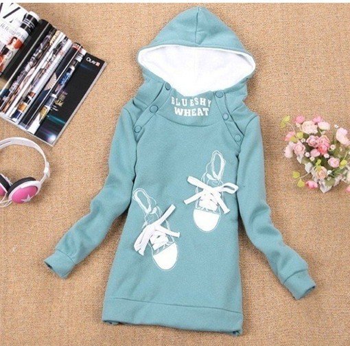 Wholesale & Retail Women's Embellished Long Style Hoodie/cartoon Hoody/Cotton shoes Coat