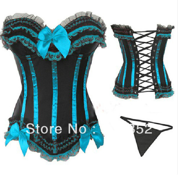 Wholesale Sexy Classical Burlesque Overbust Corset Bustier Moulin Rouge Victorian Gothic Corset Bustier S-2XL Freeshipping