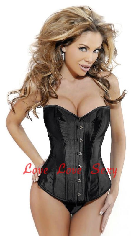 Wholesale sexy corset black sexy lingerie corset bustier back lace up satin corset S-XL 809