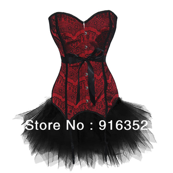 Wholesale Sexy Fancy Dress Burlesque Corset Top TUTU Outfit Lingerie Costume Party Show Freeshipping