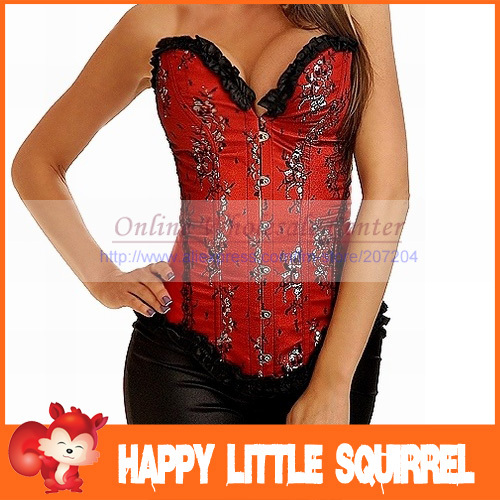 Wholesale Sexy Fashon black women Lady lingeries Overbust burlesque corset bustier costume lace push up Corsets Free ship