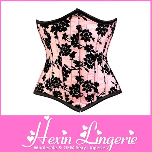 Wholesale Sexy Lady Black Floral Pattern Underbust Gothic Corset LB4084 + Factory Dropship